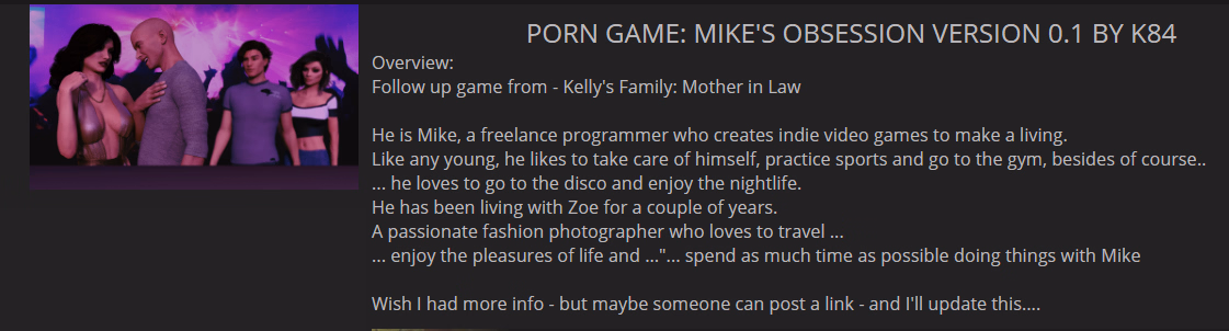 VN Ren'Py Completed Mike's Obsession [K84]