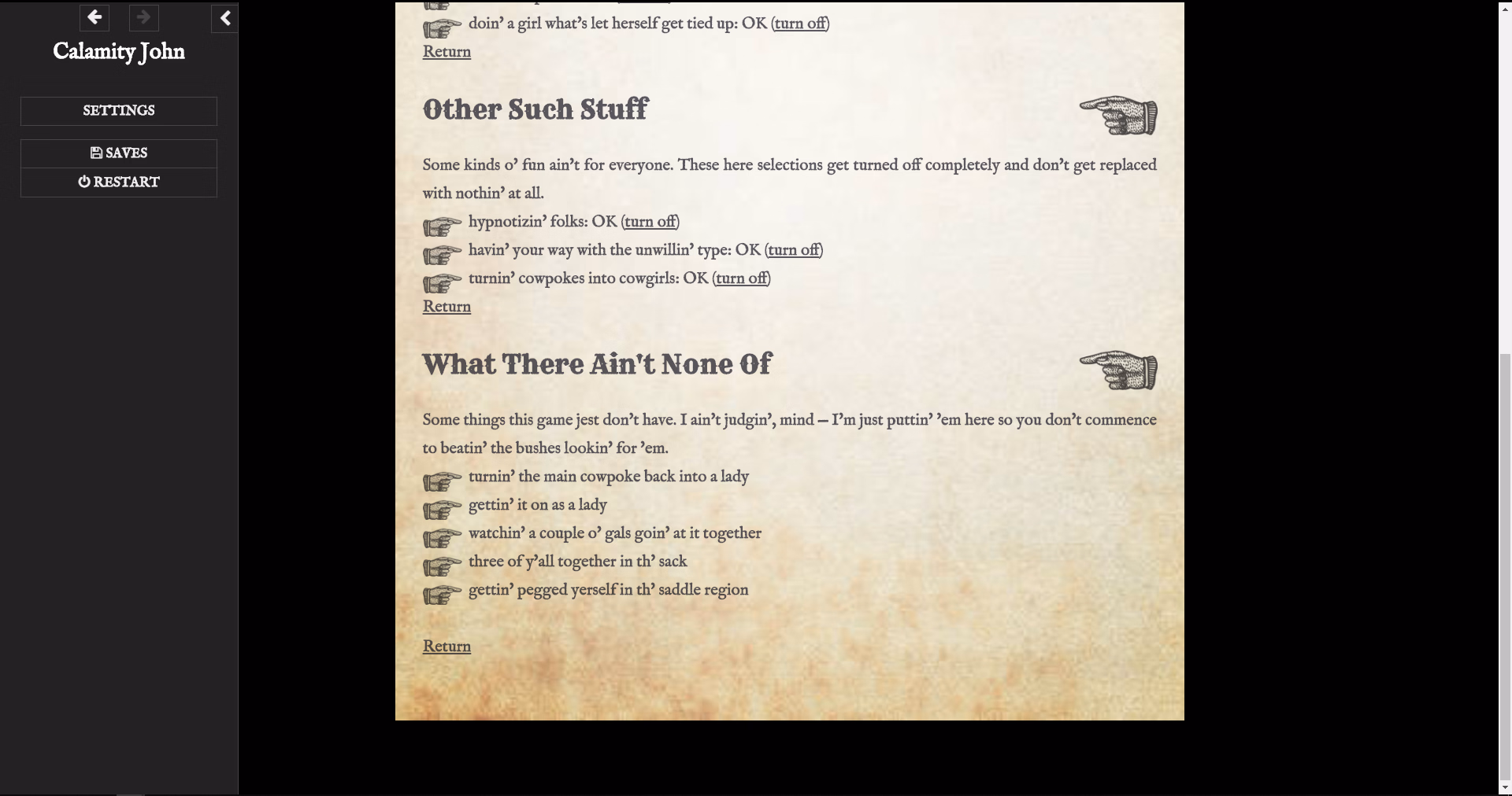 HTML Abandoned Calamity John [v0.47] [Green_Double_Aught]