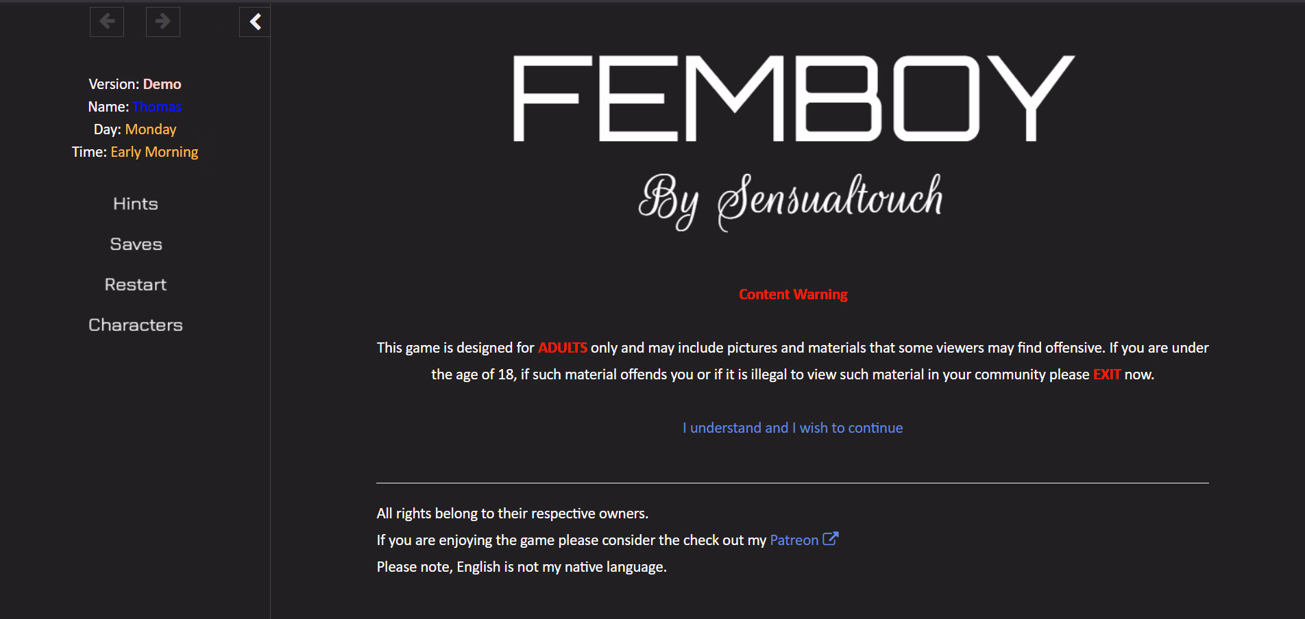 HTML Abandoned Femboy [v1.3.5] [Sensualtouch]