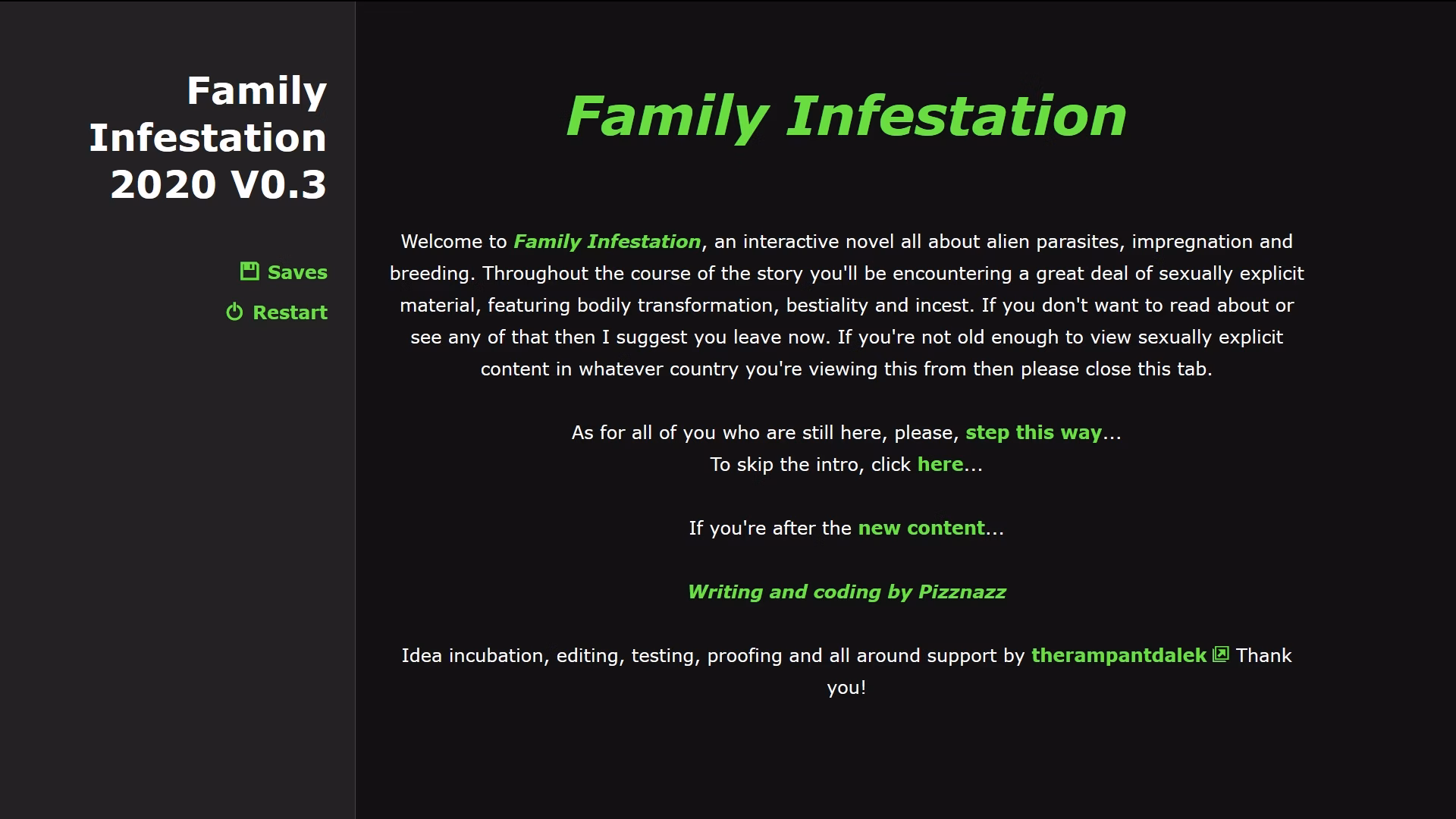HTML Abandoned Family Infestation [v0.3.4] [Pizznazz]