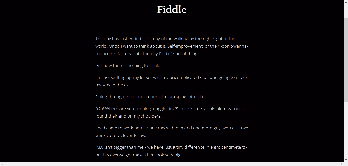 HTML Abandoned "Fiddle" - an interactive story [v1.0] [Puppetknight]