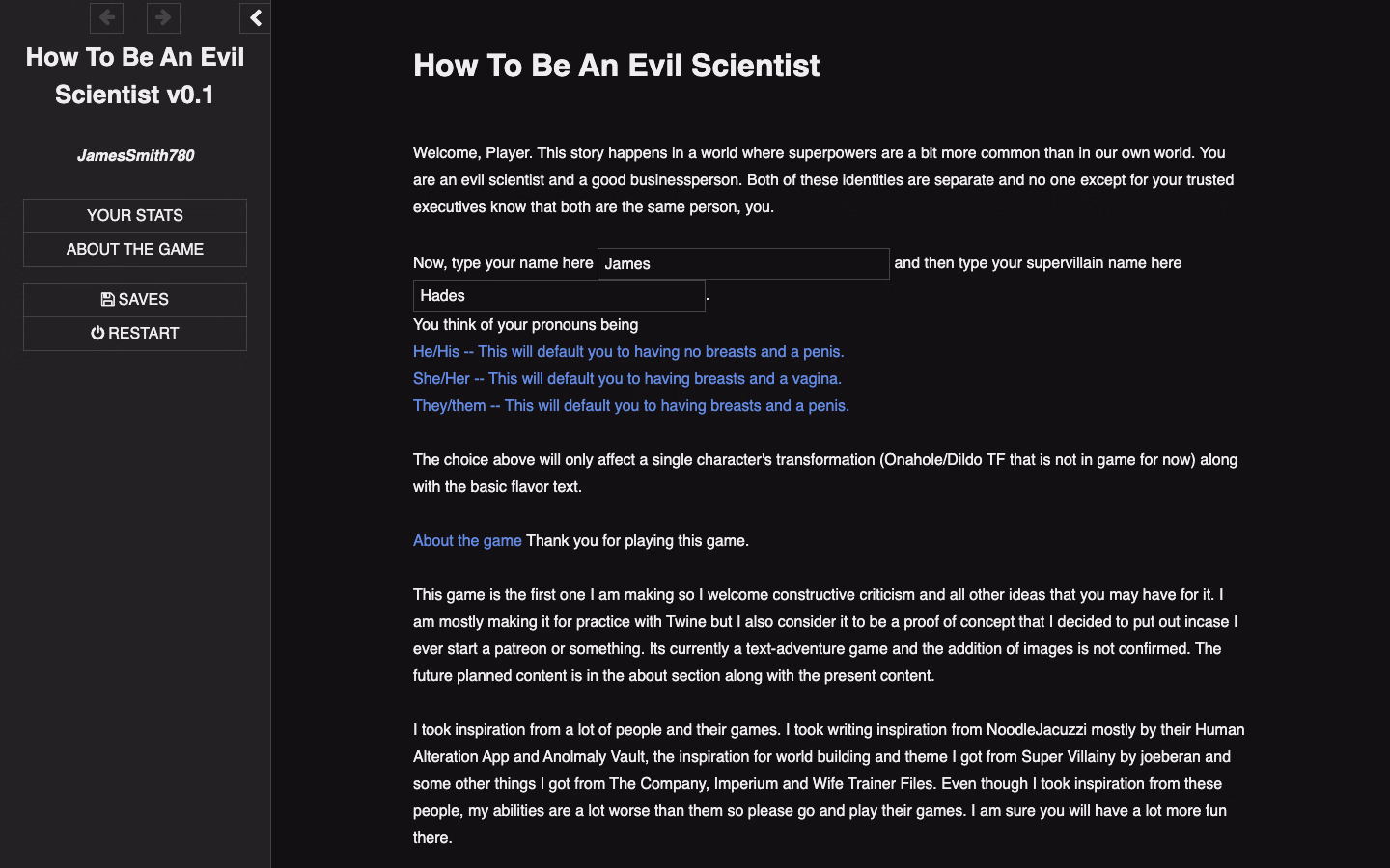 HTML Abandoned How to Be an Evil Scientist [v0.1] [JamesSmith780]