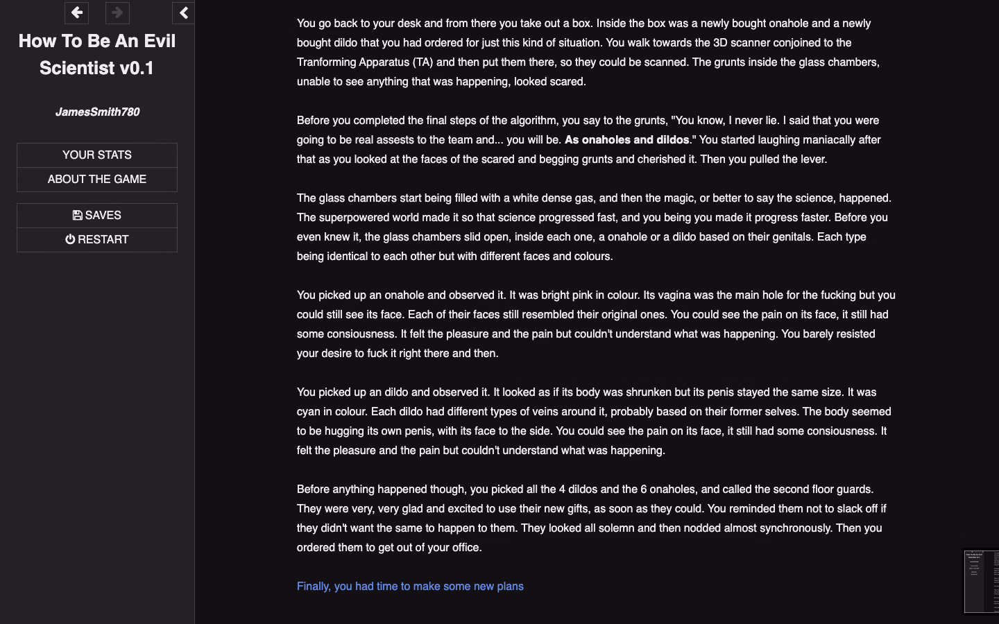 HTML Abandoned How to Be an Evil Scientist [v0.1] [JamesSmith780]