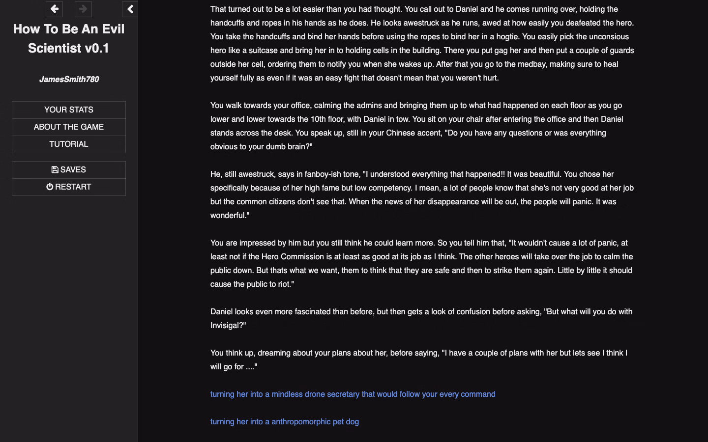 HTML Abandoned How to Be an Evil Scientist [v0.1] [JamesSmith780]