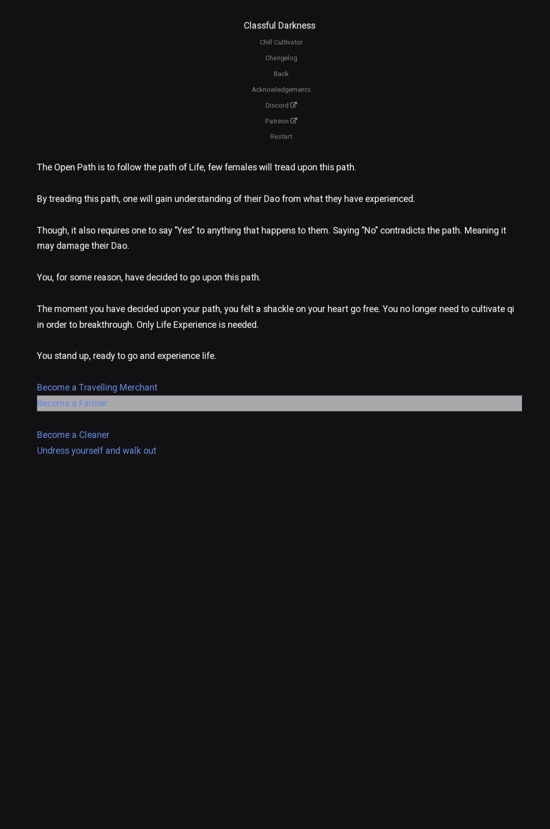 HTML Abandoned Classful Darkness [v3] [Chill Cultivator]