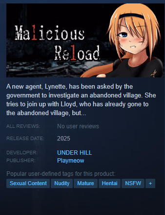 Others Completed Malicious Reload 2 [v1.03] [UNDER HILL]