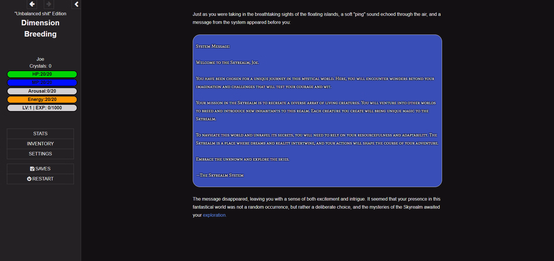 HTML Abandoned Dimension Breeding [v0.0.1] [SomeSneakyDev]