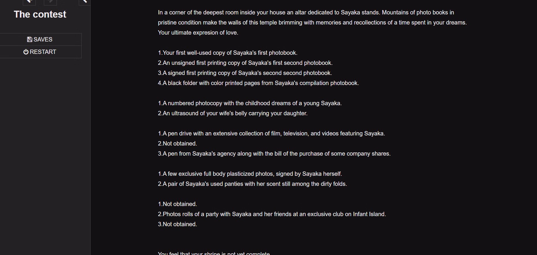 HTML Completed Sayaka's Lover Contest [Final] [AliceCult]