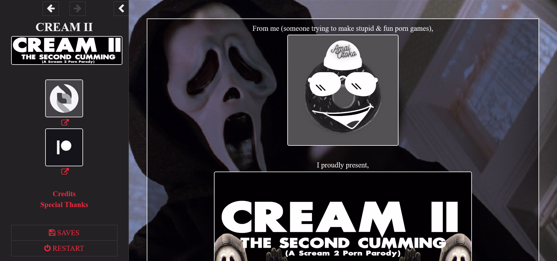 HTML Completed Cream II: The Second Cumming - A Scream 2 Porn Parody [Final] [Amai Otoko]