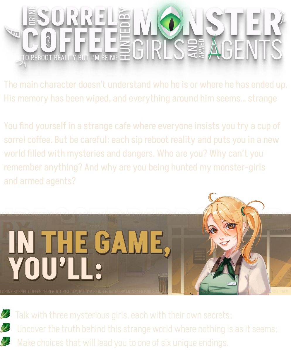 VN Ren'Py Completed I Drink Sorrel Coffee to Reboot Reality, but I'm Being Hunted by Monster Girls and Armed Agents [v1.0] [ST Sinovar/TOPHOUSE]