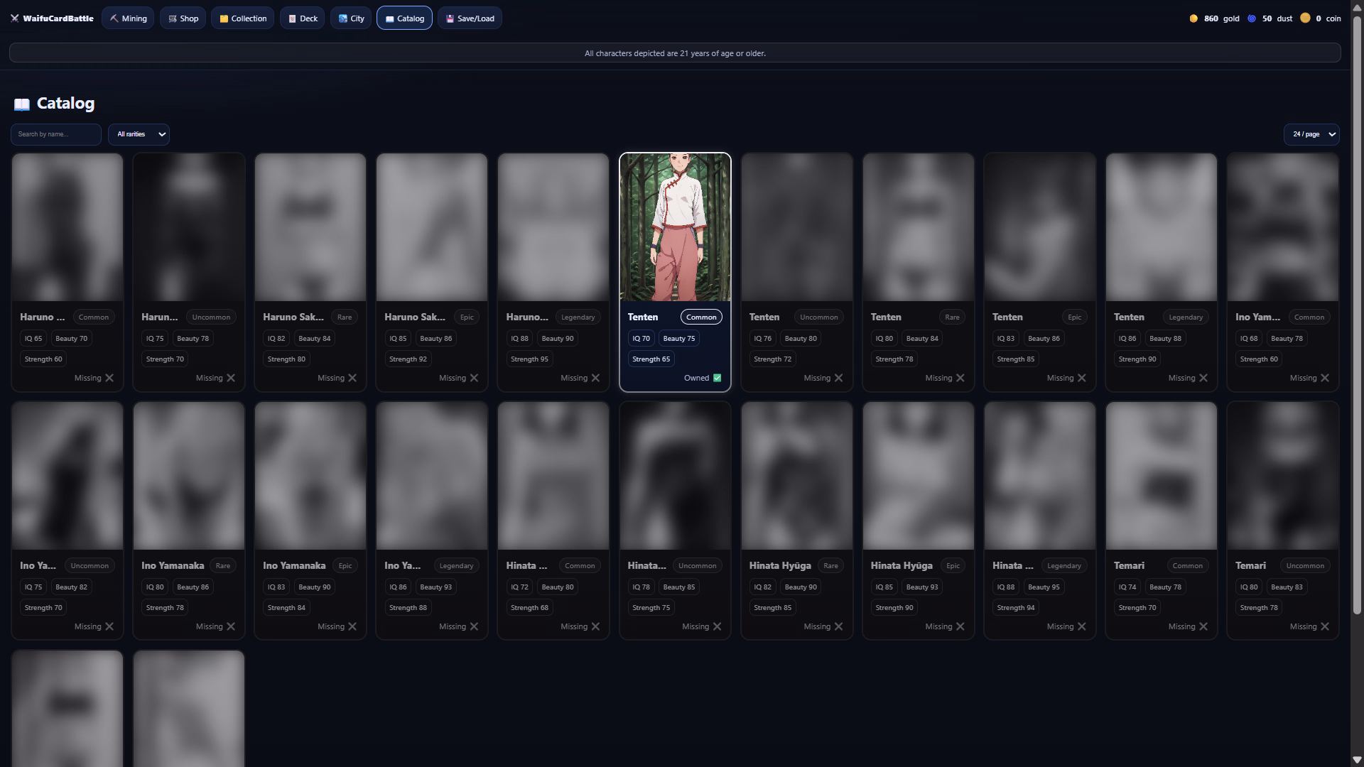 HTML WaifuCardBattle [v0.2] [Lokygame0]