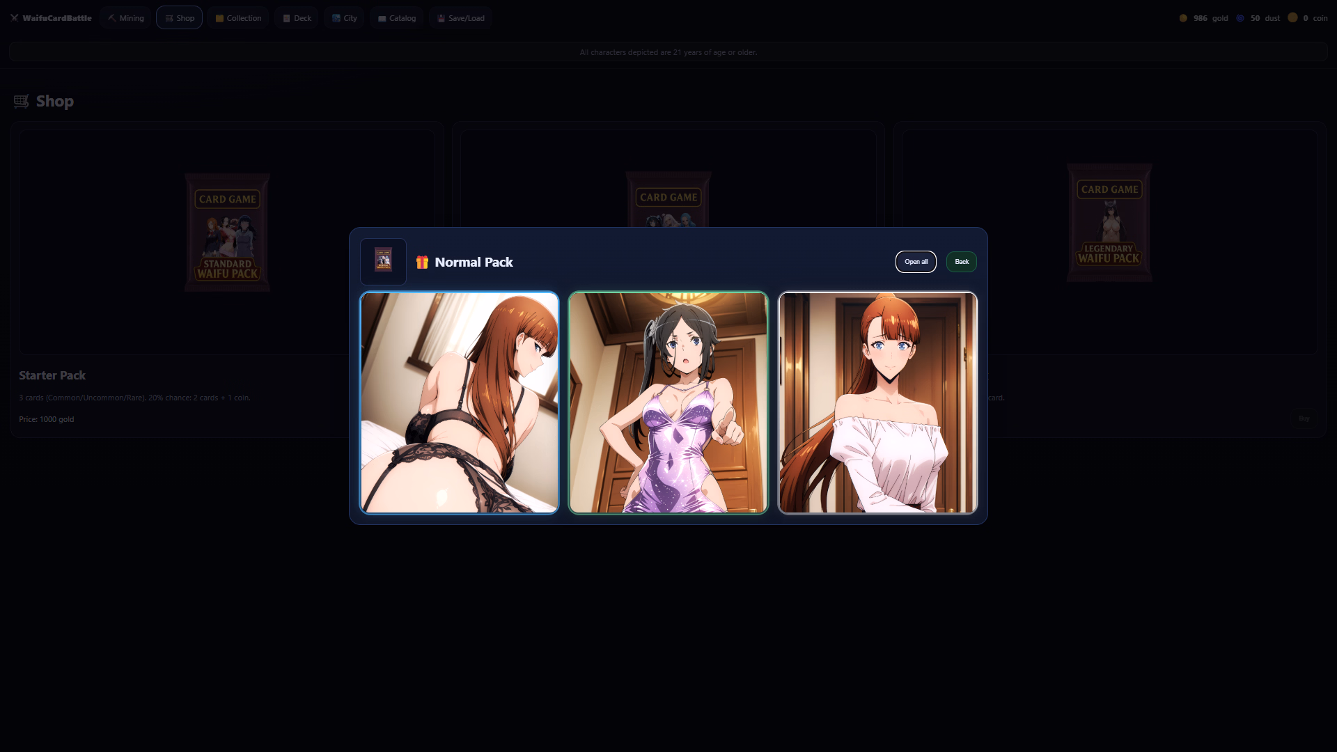 HTML WaifuCardBattle [v0.2] [Lokygame0]