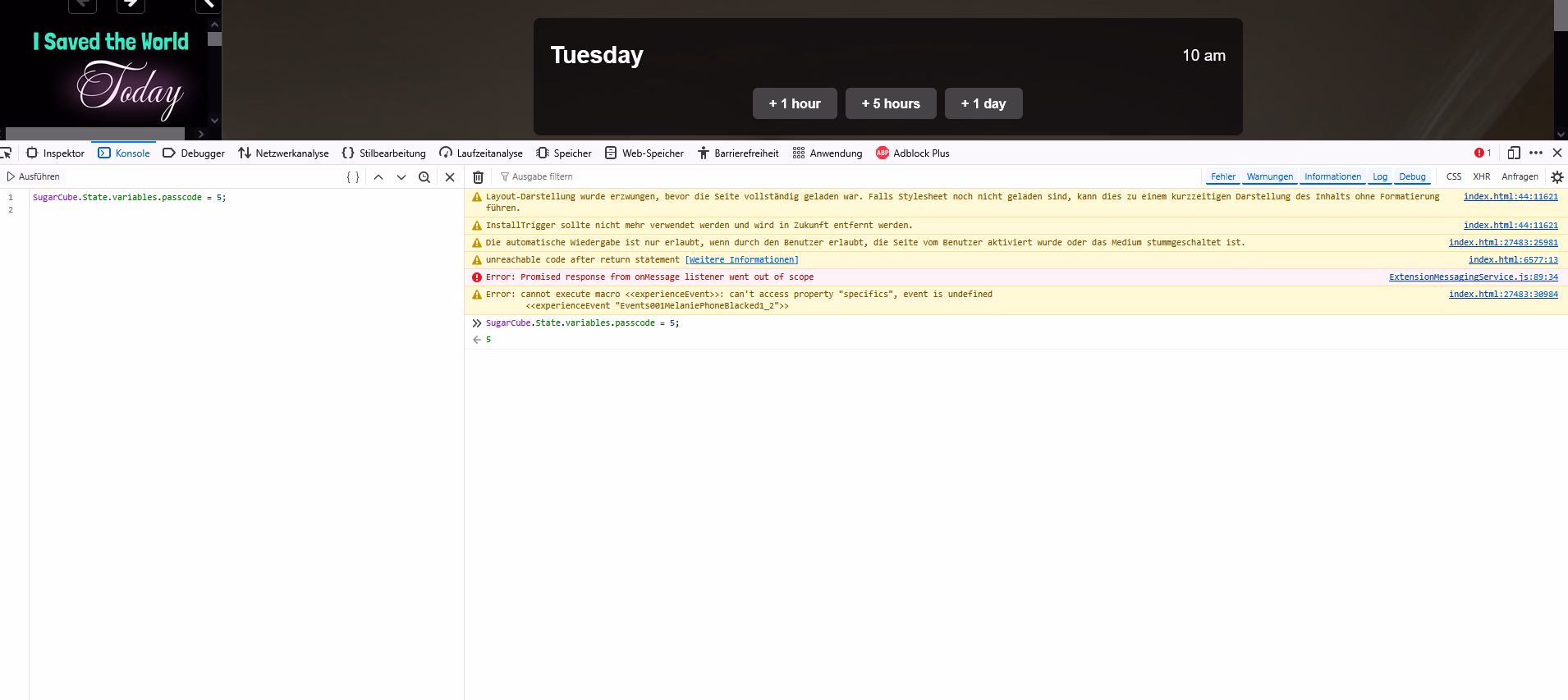 HTML I Saved the World Today [v0.1.1.0] [MincedMeat]