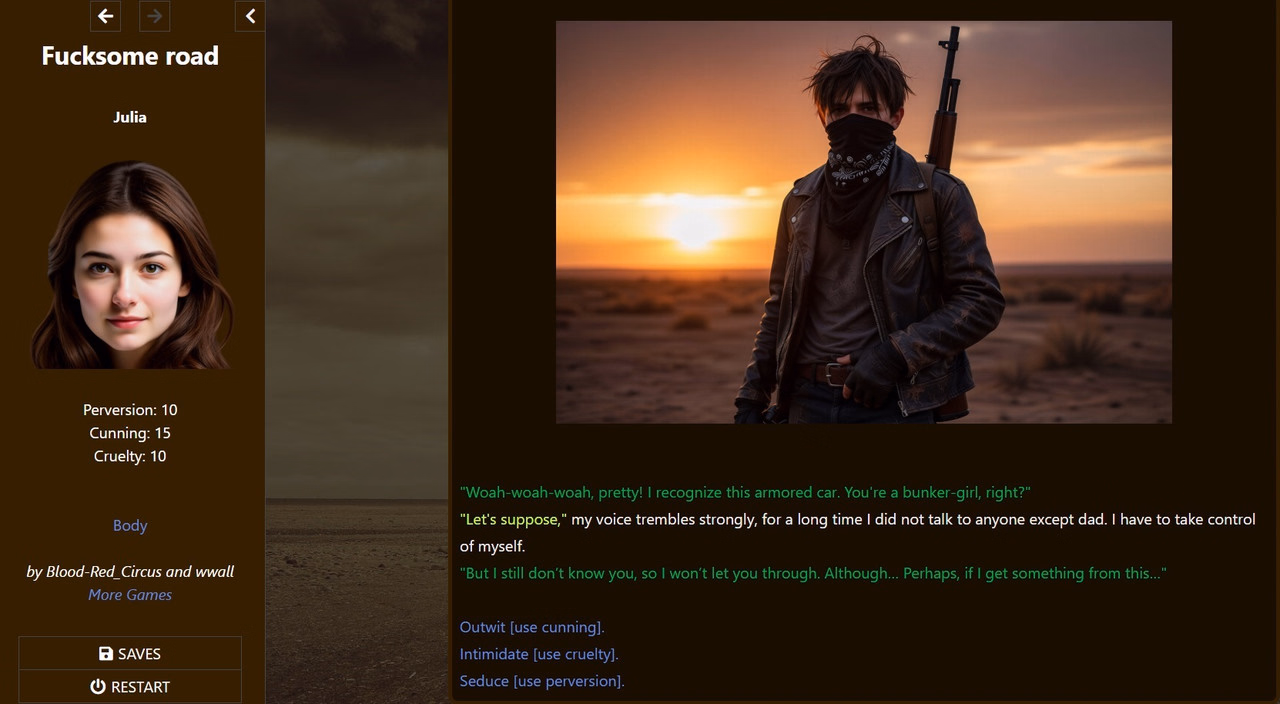 HTML Abandoned Fucksome Road [v0.20] [Blood-Red Circus/Wwall]