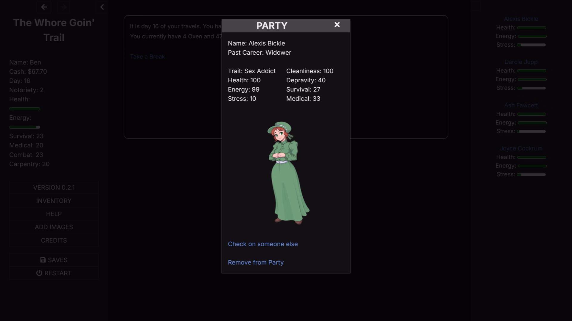 HTML The Whore Goin' Trail [v0.2.2] [Ben Rosewood]