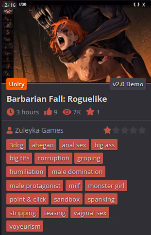 Unity Barbarian Fall: Roguelike [v2.0 Demo] [Zuleyka Games]
