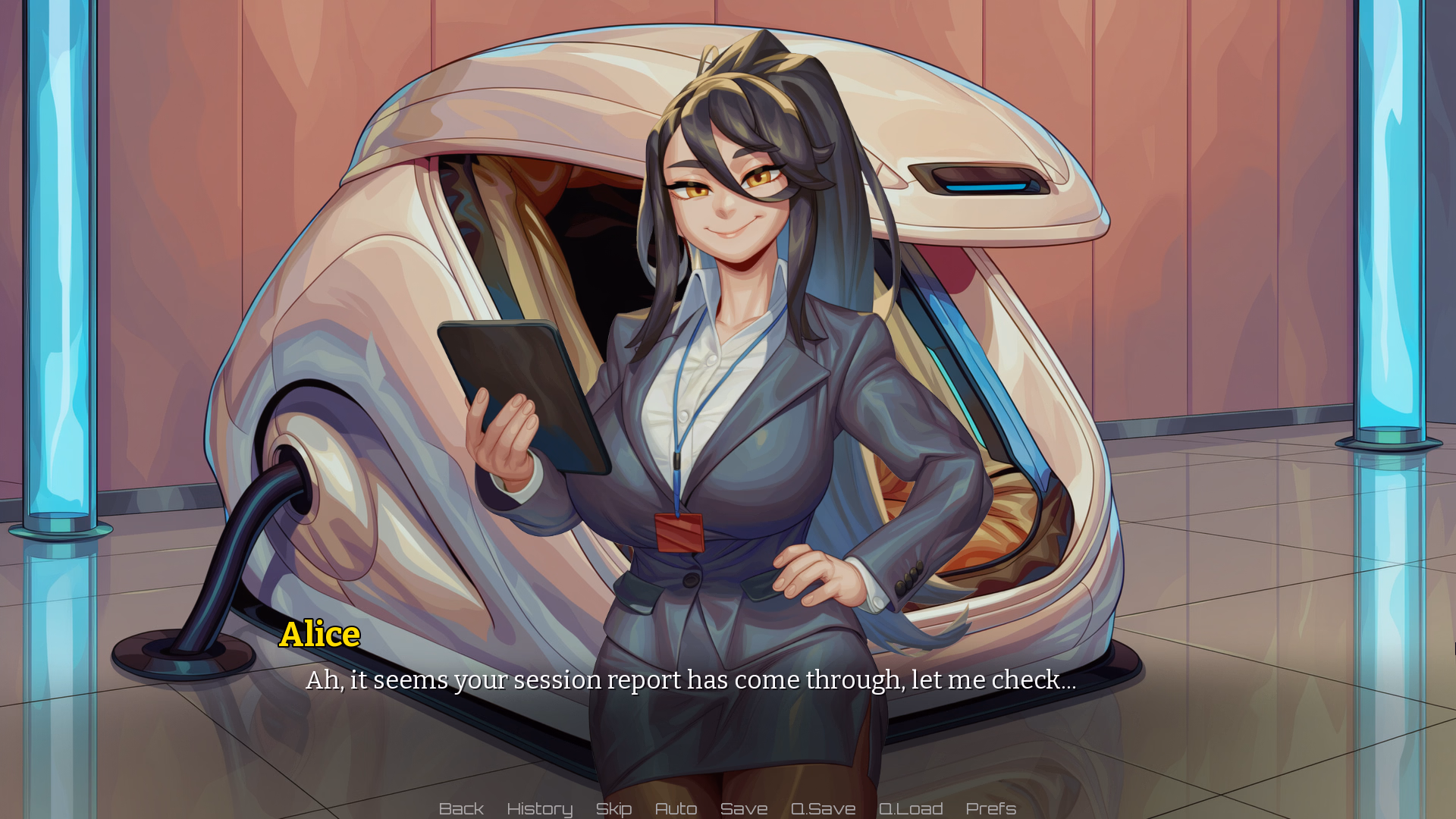 VN Ren'Py Logout Denied: How I, the Beta Tester, Became Trapped in a Futanari-Dominated VR Simulation [v0.3] [NaughtyMosquito] screenshot
